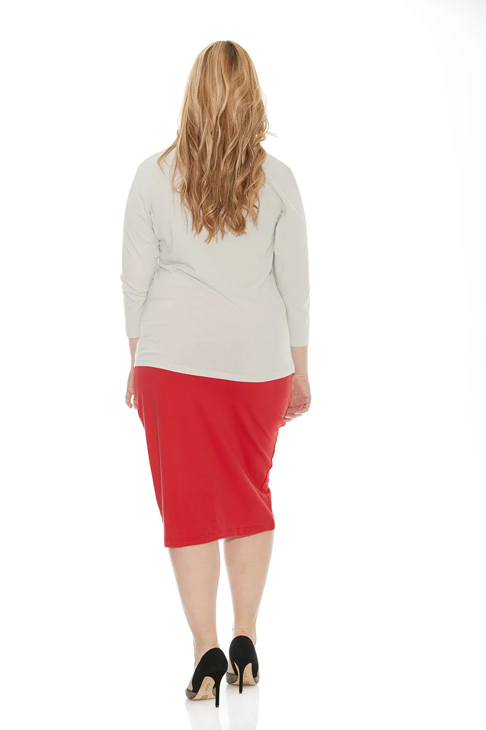 PLUS SIZE Cotton Spandex Stretchy Knee Length Pencil skirt for Women 'Dallas'