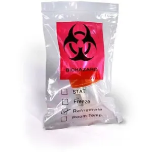 Reclosable Biohazard 3 Wall Specimen Bags - 6 x 9 x 2 mil