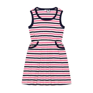 Ruby Pocket Dress  Pink Navy Cream Stripe