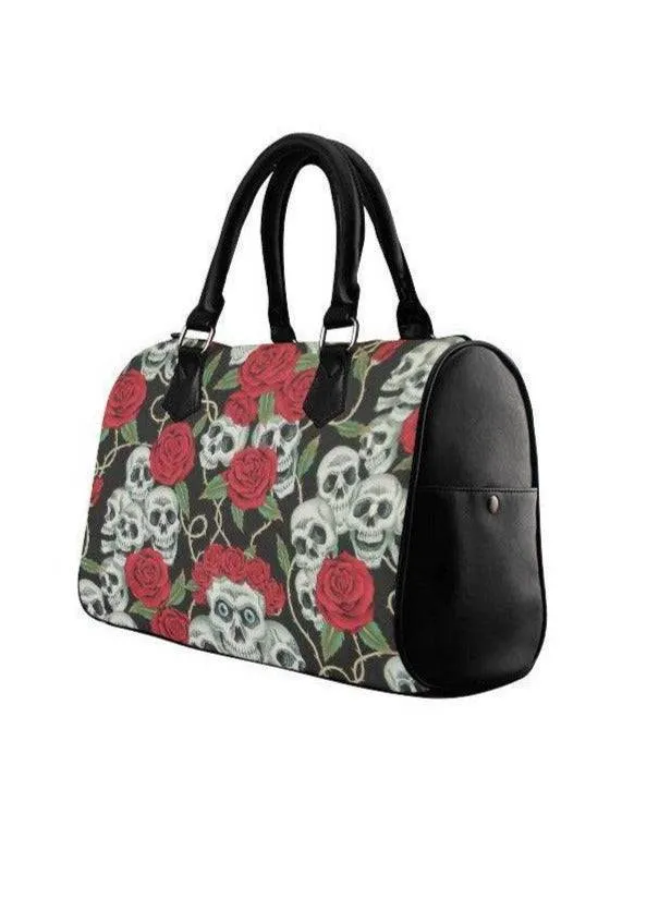 SKULLS n ROSES Barrel Type Handbag