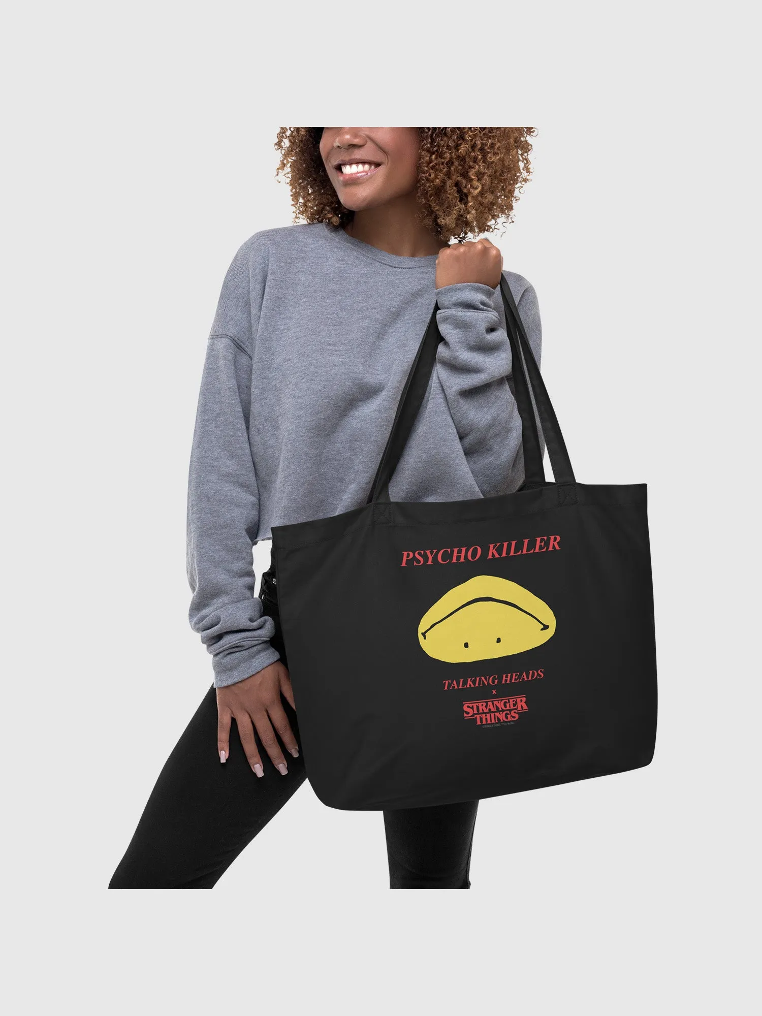 Stranger Things x Talking Heads Psycho Killer Tote Bag