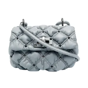 Valentino Garavani Spikeme Gray Studded Leather Small Crossbody Bag