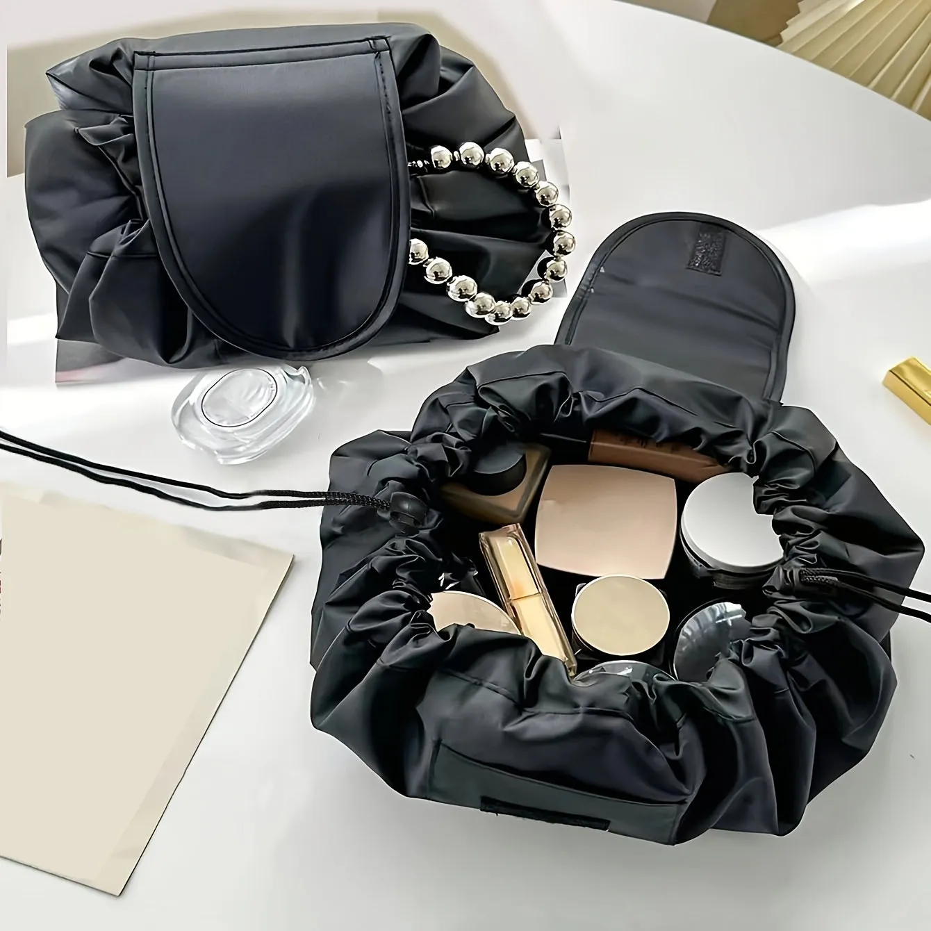 Versatile Drawstring Makeup Organizer Your Compact Travel Essential