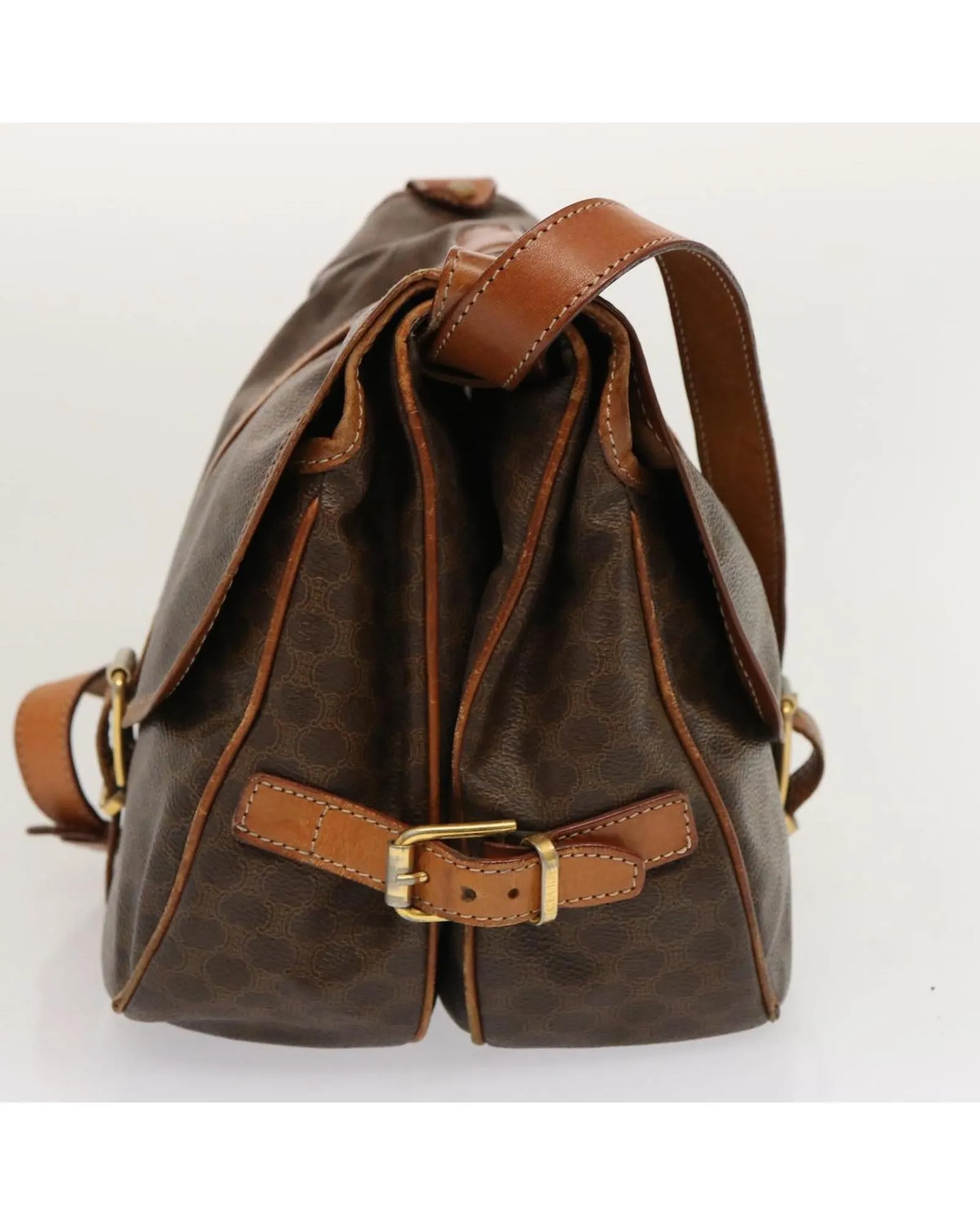 Vintage Brown PVC Leather Shoulder Bag