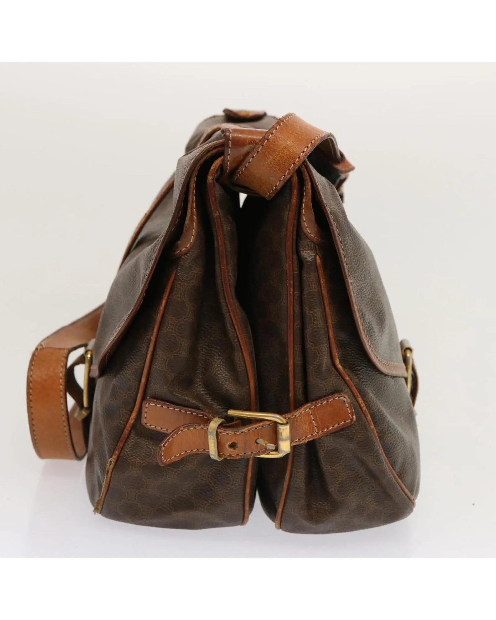 Vintage Brown PVC Leather Shoulder Bag