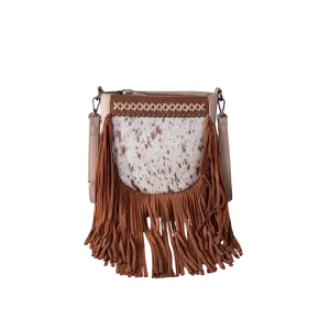 Wrangler Women's Trinity Ranch Hair On Cowhide Fringe Tan Crossbody Bag