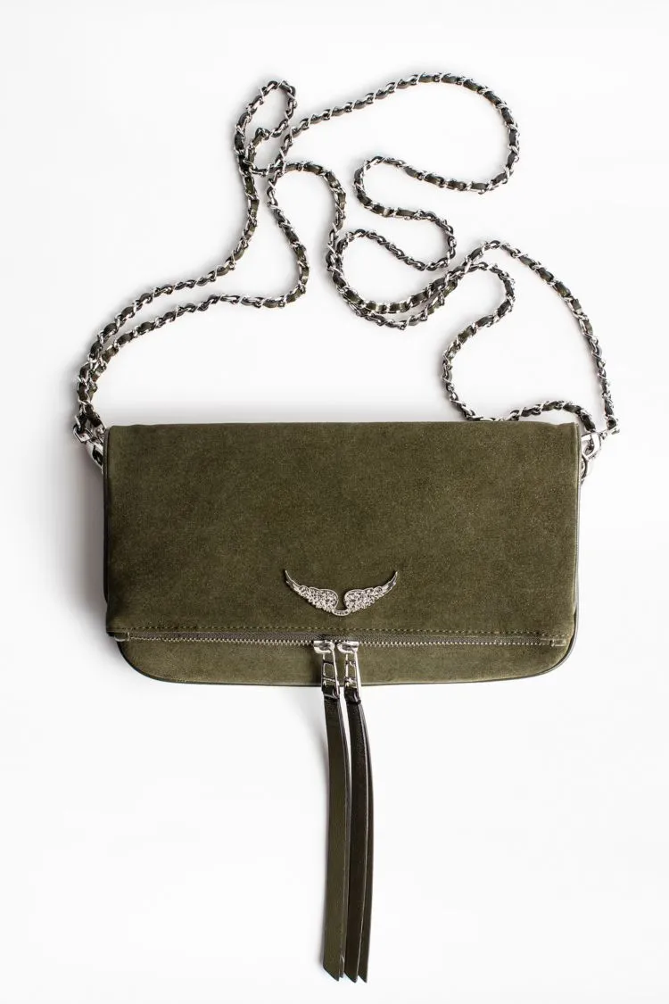 Zadig & Voltaire - Rock Suede Paten Clutch in Khaki