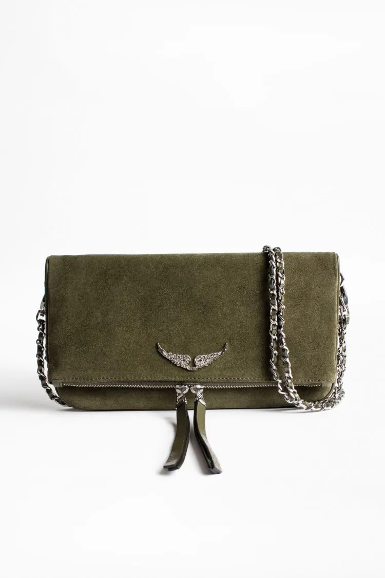 Zadig & Voltaire - Rock Suede Paten Clutch in Khaki